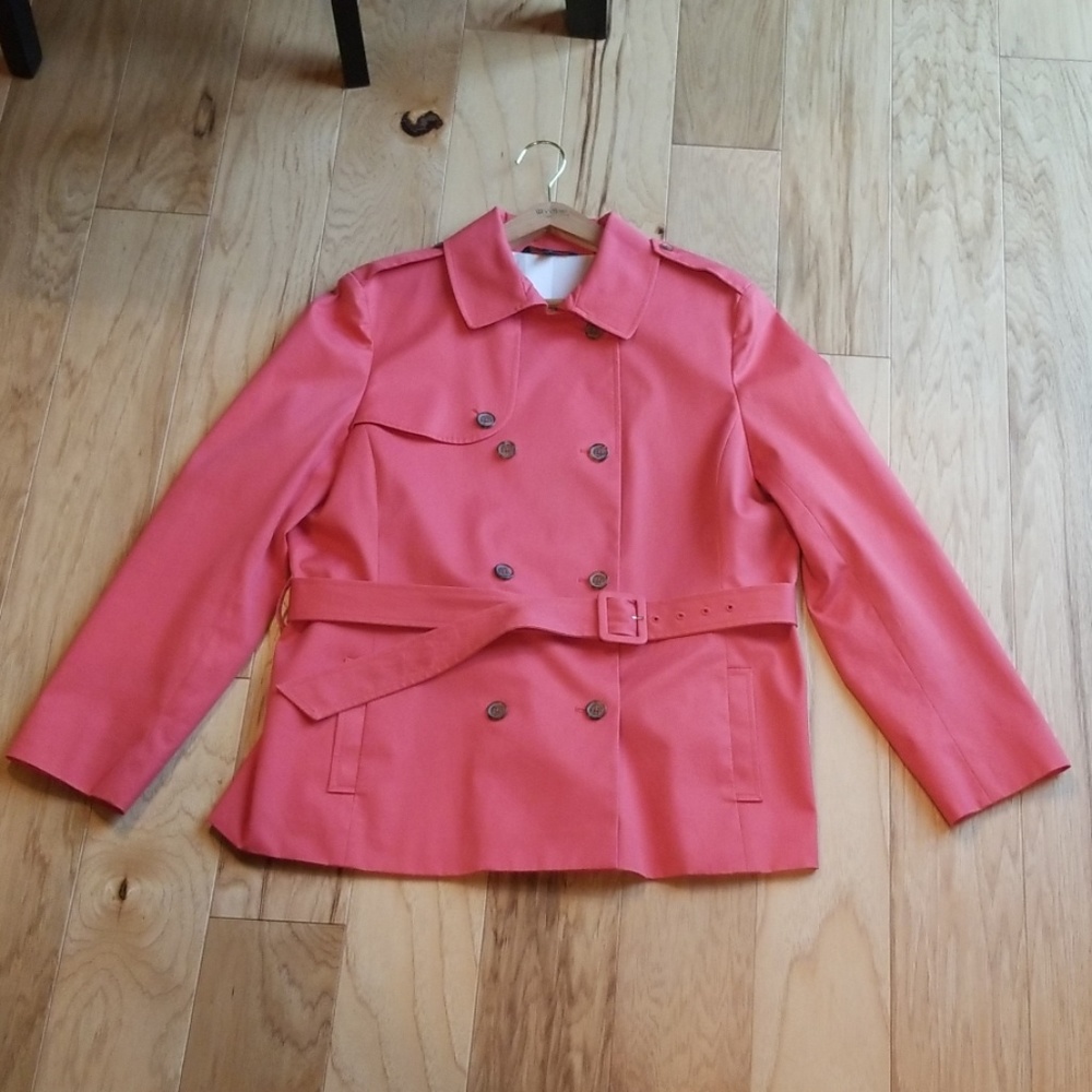 Brooks Brothers Women’s Double-Breasted Coral Jacket with Belt Sz 16